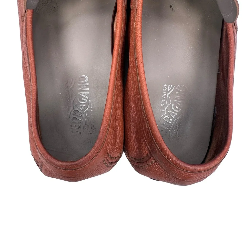 Salvatore Ferragamo Front Siena Tan Calf Leather Gancini Loafers Mens 11 EEE